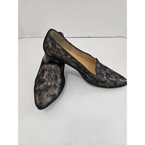 Brunate Made In Italy Brocade And Leather Shoes Metallic Thread Accents Size 6